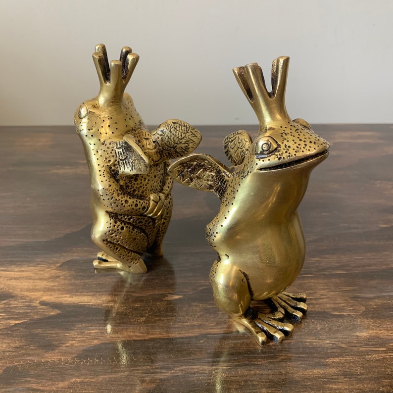 Vintage Brass Frog Prince Frog with Wings Gold Frog Prince Etsy