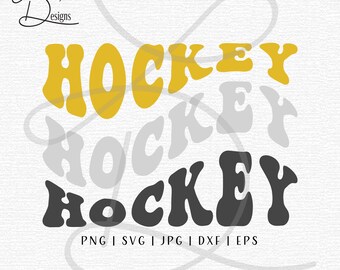 Hockey, SVG Retro Typography Design, Sports Cut File svg png jpg eps dxf for Cricut & Silhouette | Hockey Fan Digital Download