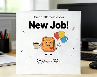 Graduation New Job Gift Card, Personalized Name Toast Pun Card,Cute Congratulations Greeting Card,New Job Celebration Card,Office Party Gift