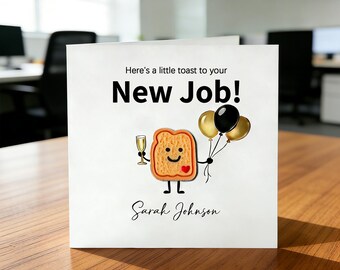 New Job Card for Colleague, Funny Pun Greeting Card, Custom Name Office Gift, Coworker Farewell Card,Cute New Job Greeting Card