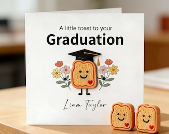 Custom Name Graduation Card,Personalized Congrats Grad Card, Floral Toast Graduation Gift, A Little Toast to Your graduation card