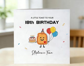 A Little Toast To Your Birthday Card,Personalized Birthday Card With Name, Custom Age Birthday Card, Funny Toast Character Greeting Card