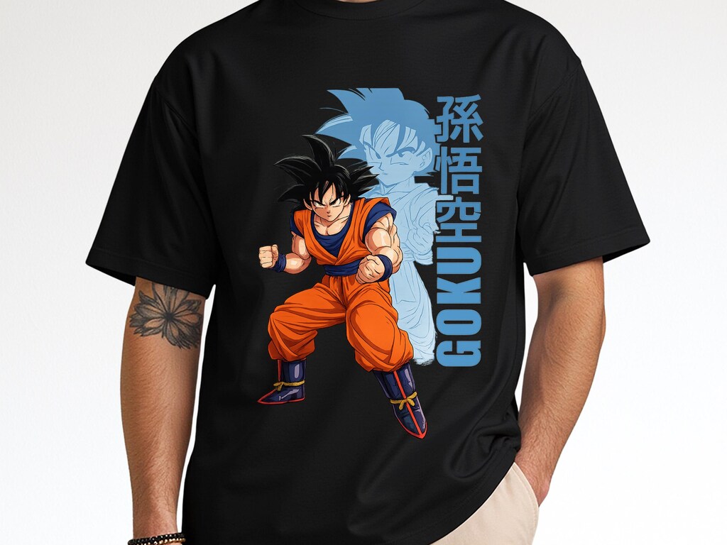 Maglietta Uomo Dragon Ball Z - Personaggi Kanji, Cotone Morbido, Taglie S-XXL