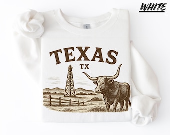 Texas Longhorn Shirt, Western Cowboy Sweatshirt, Vintage Texas T-Shirt, Ranch Style Tee, Southern Country Graphic Apparel