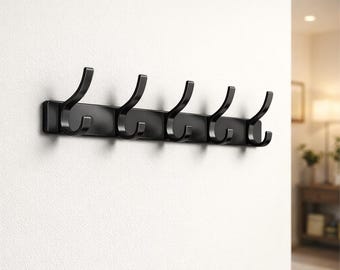 lack Aluminum Wall Hook Rack 5 Hooks Modern Entryway Organizer