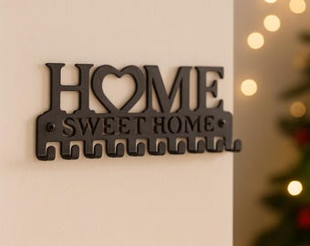 Home Sweet Home Key Holder – Metal Wall Organizer, Entryway Decor