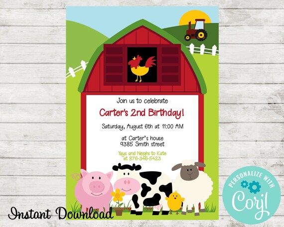 Farm Invitation. Barnyard Party Invite. Barn Invite. Farm Birthday Invite. Farm Party Invitation. Digital Invite. Farm Animals Invite. Il_570xn