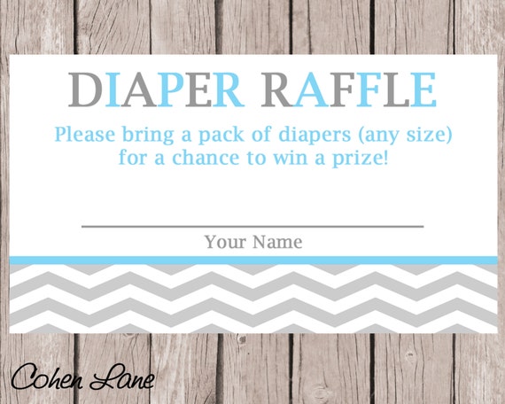 INSTANT DOWNLOAD Diaper Raffle Tickets. Chevron Baby Shower Raffle tickets. Blue Chevron Raffle Ticket. Il_570xn