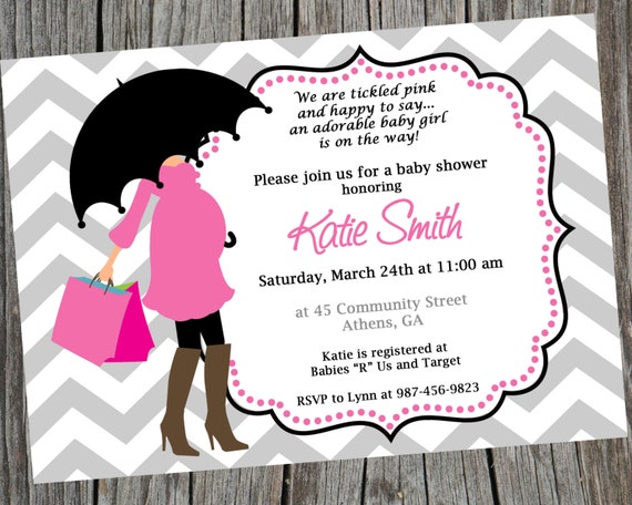 Modern Mom and Umbrella Baby Shower Invitation - Printable Il_570xn