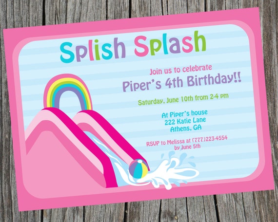 Waterslide Party - Waterslide Invite - Water Fun Invitation - Birthday Party Invite - Waterslide Birthday Party - Birthday Party Il_570xn