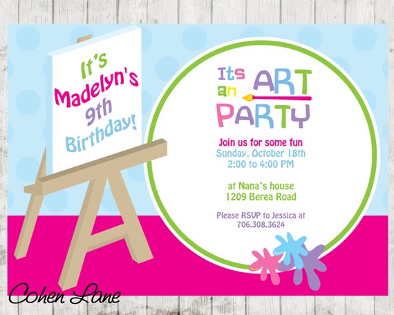 paint party invitation art party invitation painting party