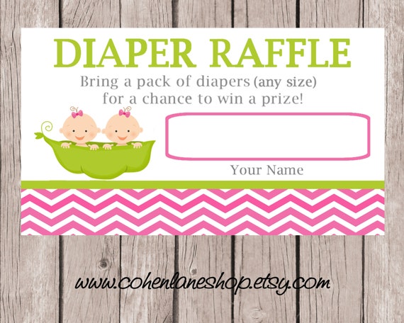 INSTANT DOWNLOAD Diaper Raffle Tickets. Twins Baby Shower Raffle tickets. Two Peas In A Pod Raffle tickets. Twin Girls Raffle Tickets. Il_570xn