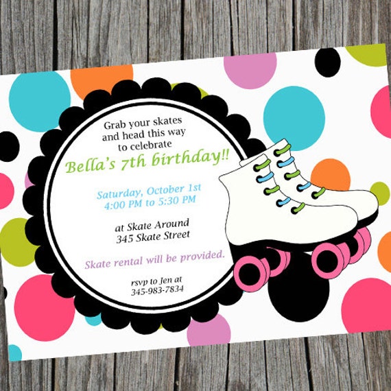 Printable Roller Skating Birthday Party Invitation Skate Etsy