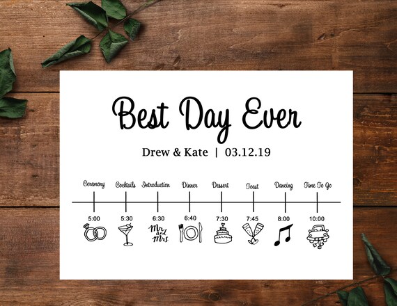 Wedding Timeline Card - Wedding Itinerary Card - Wedding Reception Timeline - Wedding Day Timeline - Printable - Customized - Digital Il_570xn