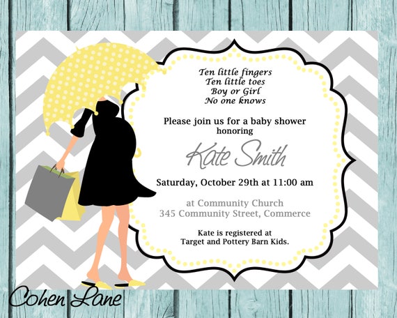 Baby Shower Invitation Modern Mom Invite Baby Shower Invite Umbrella Mom Invitation Chevron Invite Shower Invite Printable Digital Invite Il_570xn