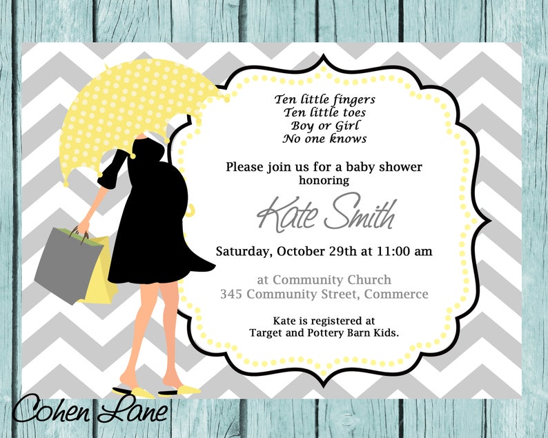 Baby Shower Invitation Modern Mom Invite Baby Shower Invite Umbrella Mom Invitation Chevron Invite Shower Invite Printable Digital Invite