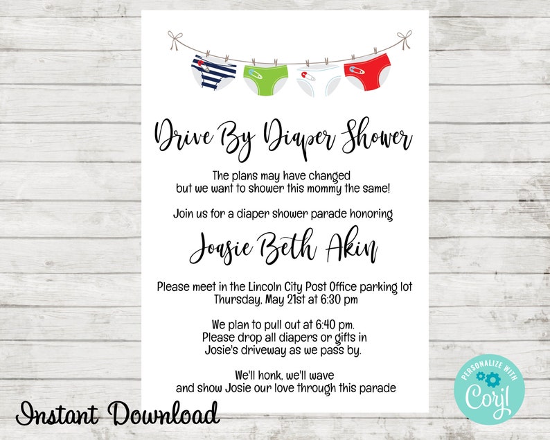 Drive by Baby Shower Quarantine Shower Diaper Shower Baby Etsy