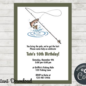 Fishing Invitation - Birthday Party Invite - Wedding Shower - Digital - Printable - Invitation Template