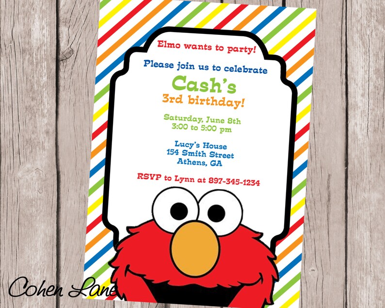 Printable Sesame Street Elmo Birthday Party Invitation Etsy