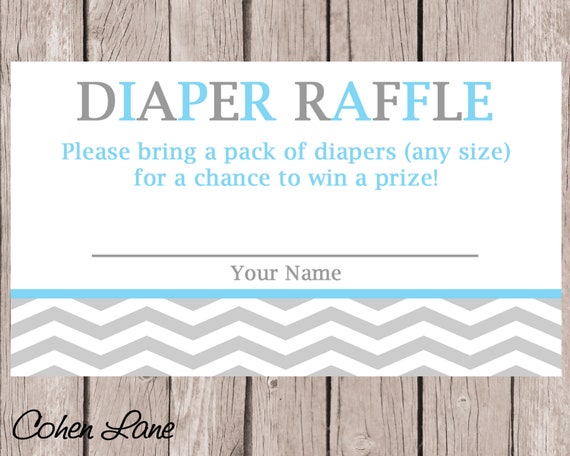 Daiper Raffle Ticket, INSTANT DOWNLOAD, Chevron Baby Shower Raffle tickets. Blue Chevron Raffle Ticket. Il_570xn