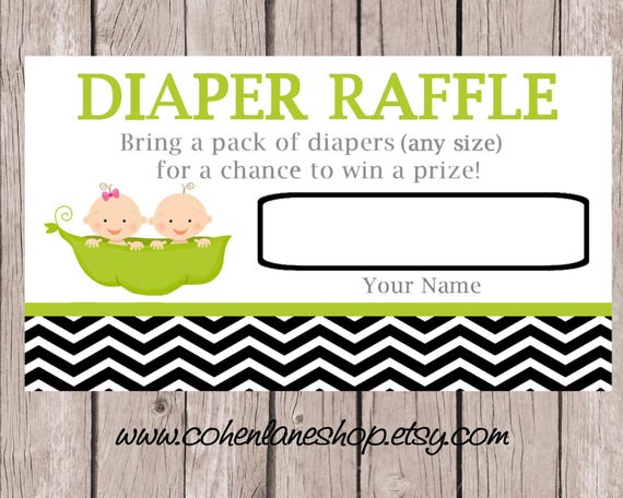 INSTANT DOWNLOAD Diaper Raffle Tickets. Twins Baby Shower Raffle tickets. Two Peas In A Pod Raffle tickets. Il_570xn