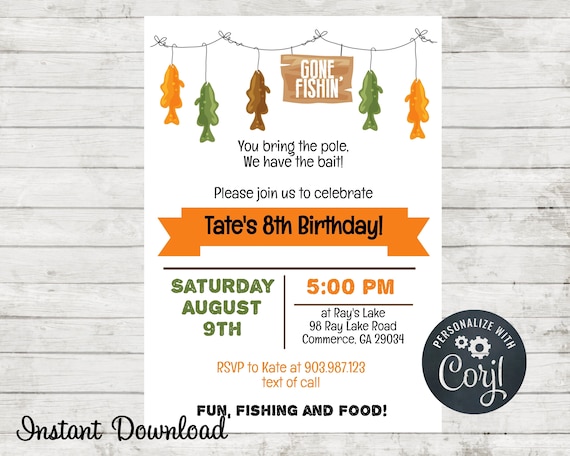 Fishing Birthday Party Invitation, Fishing Invite, Edit in Corjl, Instant  Download, Gone Fishing, Invitation Template, Outside Party -  Canada