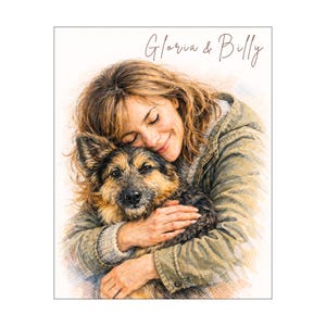 Personalized portraits of pets and owners from photo, gift for mom, mother day gift, Christmas gifts, Digital portrait.