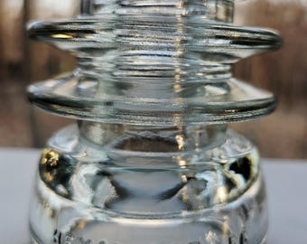 Antique Original Hemingray-56 ClearGlass Insulator produced in the 1940's.