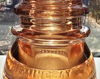 Antique Hemingray-42 Glass Insulator: Stained Orange, 1920s Production