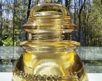 Antique Yellow Hemingray-42 Glass Insulator: Stained 1920s Collectible