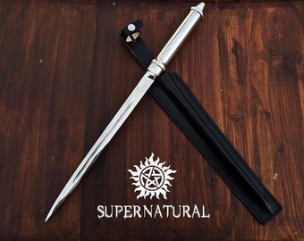 Espada de ángel totalmente metálica con soporte Réplica de utilería súper natural Espada vikinga para cosplay Regalos de Navidad para él Regalo de Halloween Regalo de decoración para el hogar