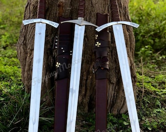Hand-Forged Knights Templar Sword Set | Stainless Steel Replica Medieval Decor