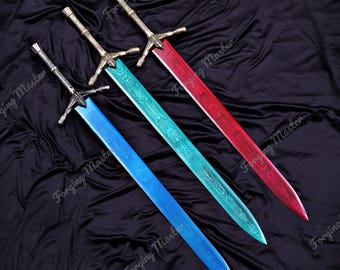 Handmade Moonlight Greatsword Replica | Stainless Steel Fantasy Display Sword (Red, Green, Blue)