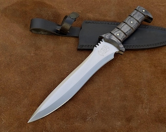 Cuchillo de caza Bowie de acero al carbono con espiga completa, réplica de Jack Krauser RE4 hecha a mano, ideal para regalar.