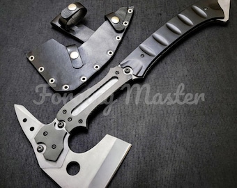 Hacha/hacha artesanal de Resident Evil / Acero inoxidable de espiga completa con funda de cuero