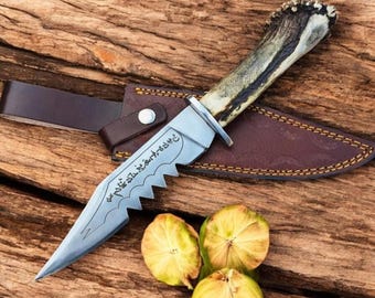 Réplica de Ruby de Supernatural con mango de asta de ciervo y funda de cuero / Artículo de colección inspirado en Dean Winchester / Accesorio para cosplay / Regalo para fans