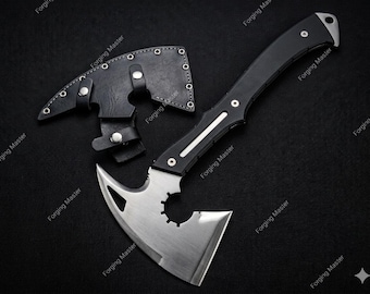 Hacha artesanal inspirada en Resident Evil / Hacha de acero inoxidable de espiga completa con funda de cuero.