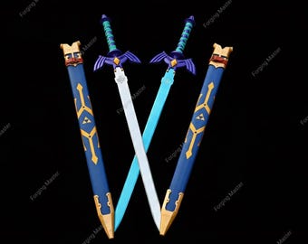 Handmade Master Sword Replica – Fantasy Steel Sword with Scabbard for Display, Cosplay