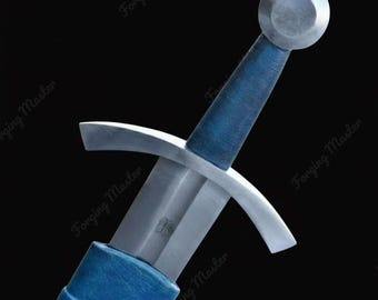 Espada vikinga del lago de Neuchâtel hecha a mano – Vaina de cuero azul