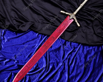 Handmade Crimson Fantasy Greatsword | Full Metal Replica Sword | Wall Hanging Decor | Collector Display | Cosplay Gift for Gamers