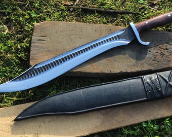 Espada vikinga hecha a mano, de acero al carbono con espiga completa, pieza decorativa con mango de palisandro, arte rústico para exhibición / Regalo único para él.