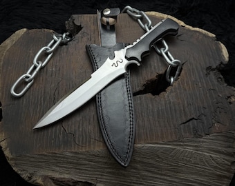 Jack Krauser RE4 Knife Replica: Full Tang Carbon Steel Bowie Hunting Knife