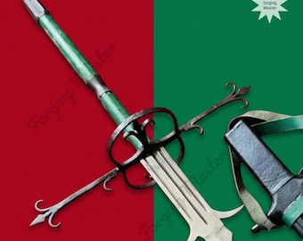 Handcrafted Flamberge Sword Replica – 5160 High Carbon Steel, Leather Scabbard, Medieval Display