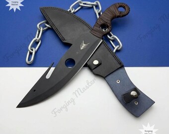 Handmade Fantasy Hunter Replica – Stainless Steel Display Piece with Leather Sheath