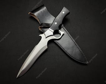 Herramienta de exterior réplica inspirada en El club de la lucha: acero D2, mango de micarta y funda de cuero. Regalos para amigos.