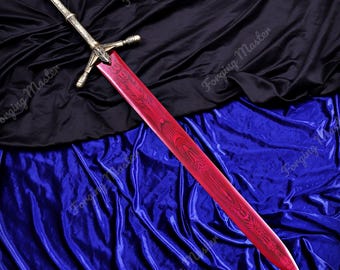 Moonlight Fantasy Greatsword Replica | Full Metal Display Piece | Luminous Blue Finish (Wall Decor)