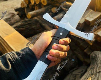 Espada vikinga hecha a mano, hoja de acero de alto carbono, vaina de cuero, decoración inspirada en Longford.