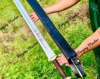 Handmade Viking Sword with Leather Sheath | Nordic Collectible, Medieval Decor piece gifts for him