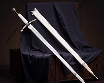 Glamdring White Sword of Gondolin Replica | Gandalf Sword LOTR Inspired | Fantasy Longsword Collectible Display Sword Gift