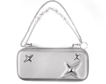 Pre-order Ship in August Star Embossed Nintendo Switch 2 Carrying Case – Hard Shell, Chain Strap + Rope Handle